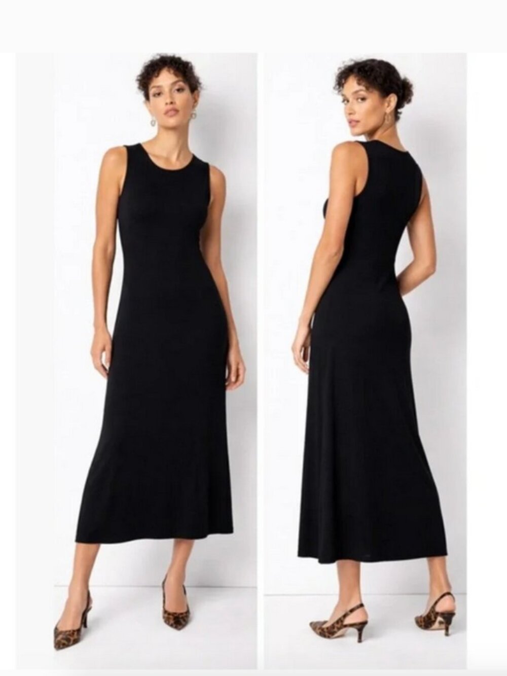 Coldwater Creek Black Liquid Knit Maxi Dress X Large Petite